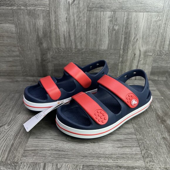CROCS Band Cruiser Kids size 2 Blue Red Double Strap Sandals - Picture 4 of 8